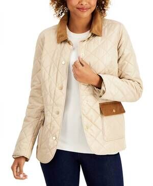 NEW CHARTER CLUB LUXURY quilted corduroy trim jacket in sedona dust